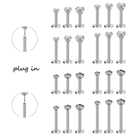 3pcslot 16g stainless steel lip labret piercing set crystal monroe lip stud ring tragus helix conch cartilage earring piercing