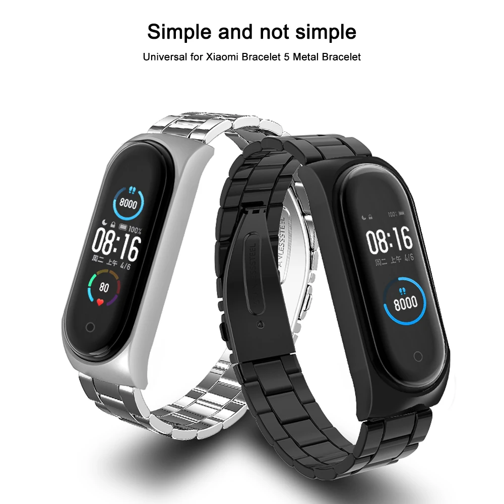 Для Xiaomi Mi Band 5 сменный металлический ремешок из нержавеющей стали для браслет на