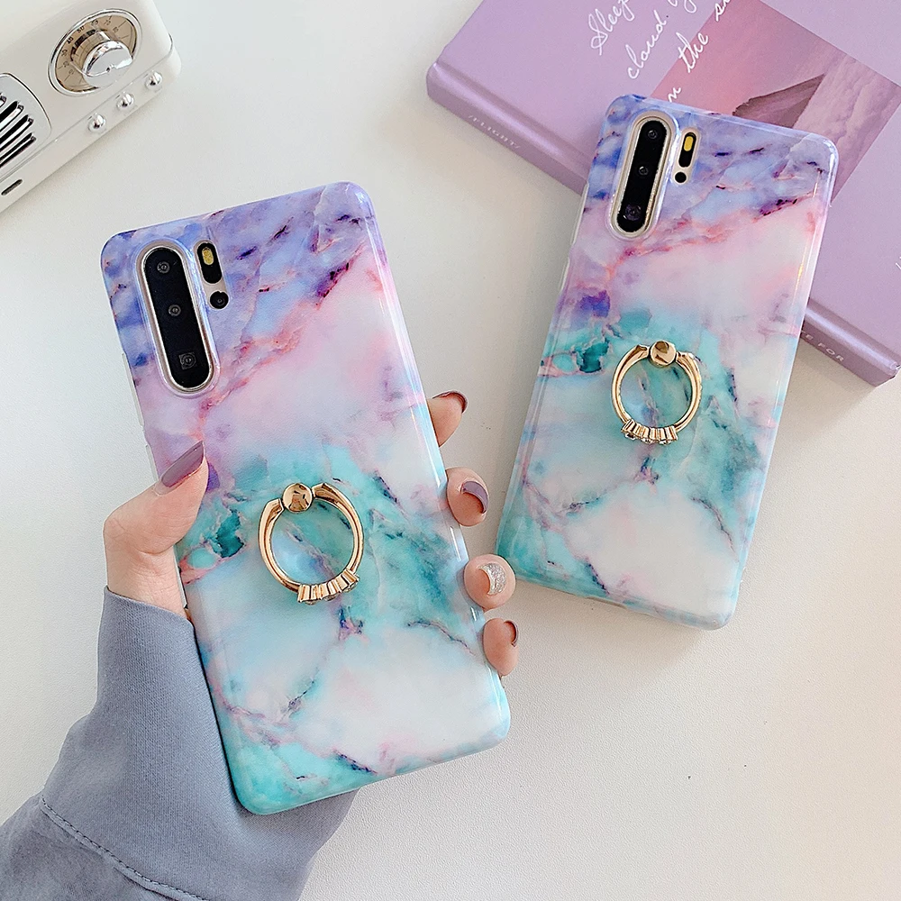 Градиентный мраморный чехол для телефона Samsung Galaxy S21 Plus S20 S10e S10 S9 S8 Note 10 9 с кольцом