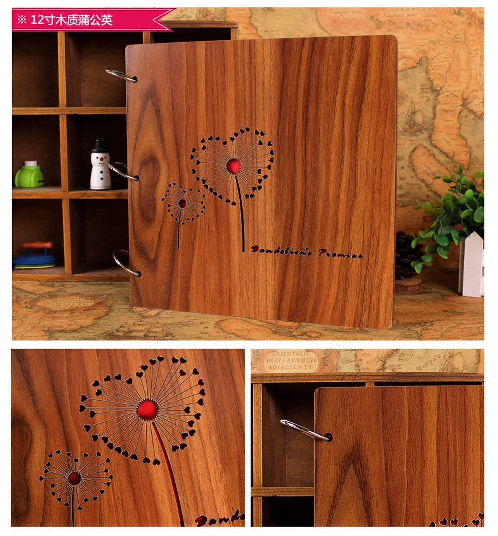

12-inch wooden DIY photo album, hand-adhesive photo album, baby growth record, family children's album