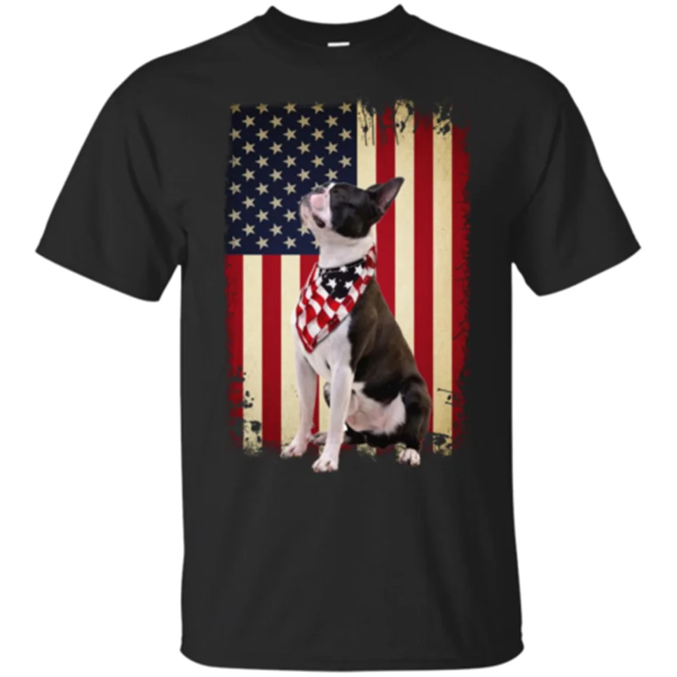 4 июля День Независимости Бостон терьер Американский Мужчины футболка S 6Xl лучшие