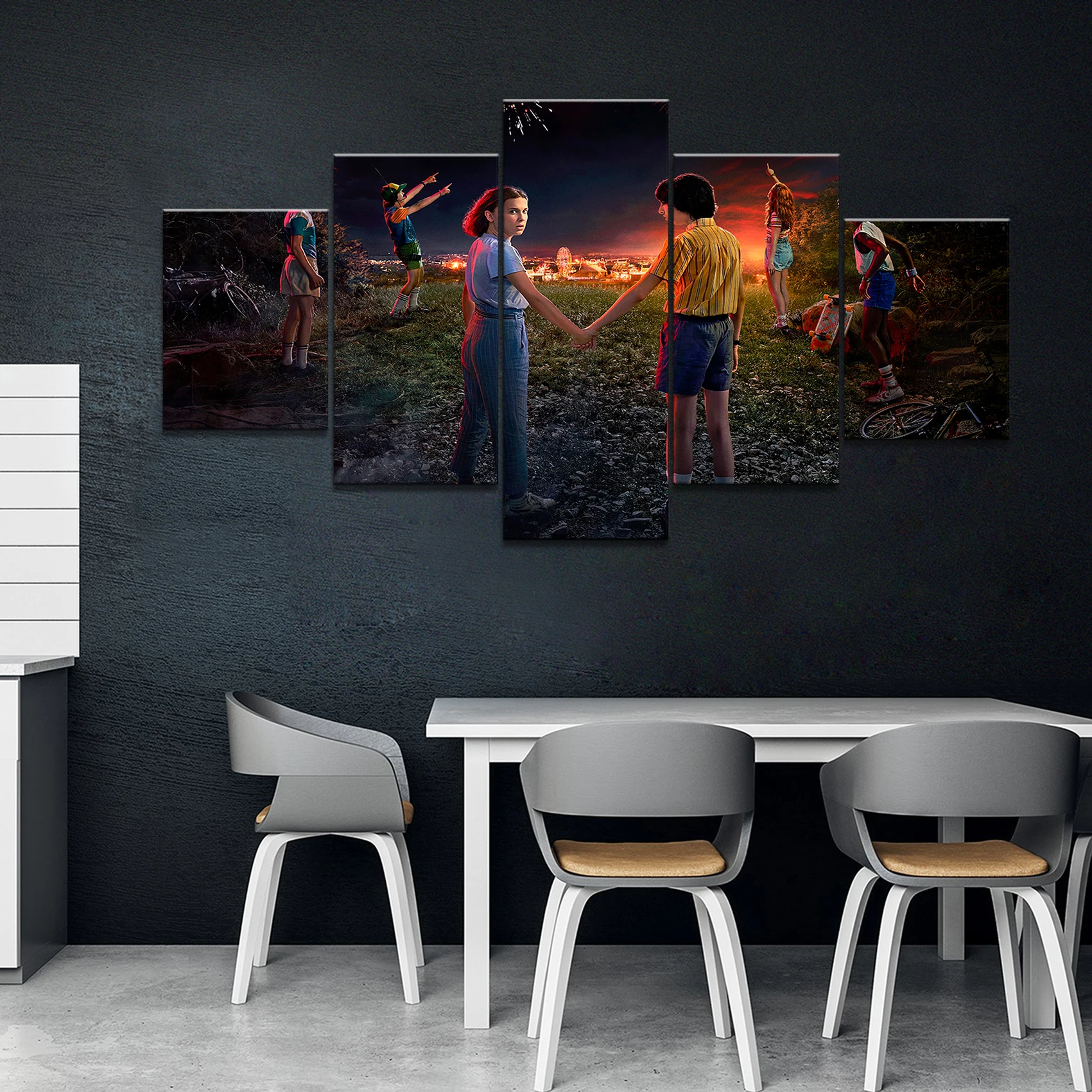 Модульная Картина на холсте для домашнего декора 5 шт. очень странные дела 3