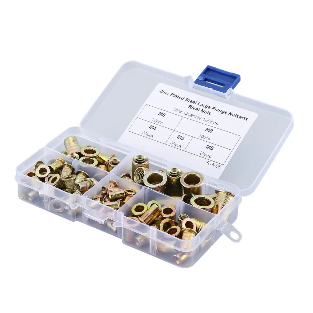 Большая распродажа 100 шт. оцинкованная сталь большой фланец заклёпки гайки
