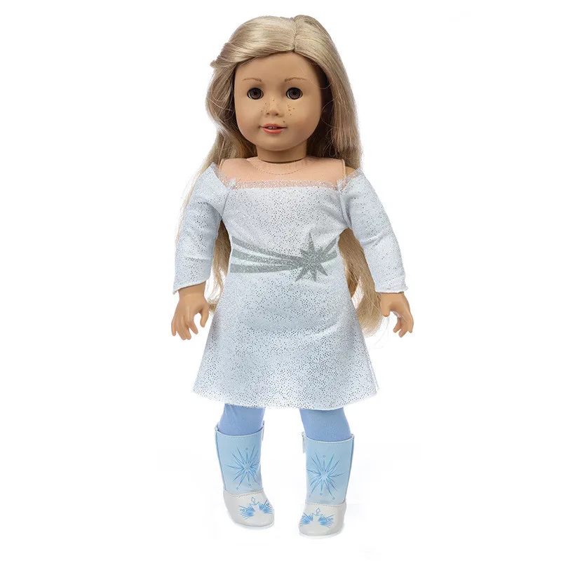 

Fit 18 inch 43cm Baby New Born Doll Clothes Accessories Blue And White Princess Clothes For Baby Birthday Gift