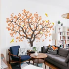 Огромная Наклейка на стену с изображением дерева, кленовые листья, художественные наклейки на стену, украшение для дома, фрески для гостиной с птицами, DIY, наклейка на диван, LL2416