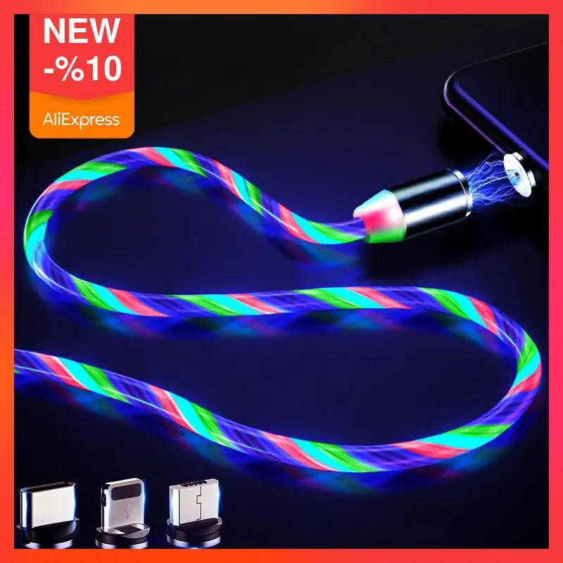 

New Streamer Magnetic Absorption Cable Fast Charging Magnet Micro USB Type C LED Wire Cord Charger For XiaoMi S9