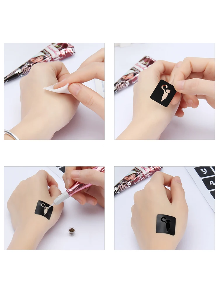 

300pcs Airbrush Temporary Tattoo Drawing Sticker Template, Spray Gun Flash Temporary Tattoo Template Tattoo Ink