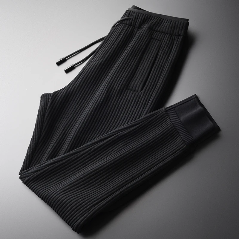 Knit Plus Size 4xl Luxury Soft Vertical Stripe Casual Sports Men's Autumn Slim Skinny Pants Men