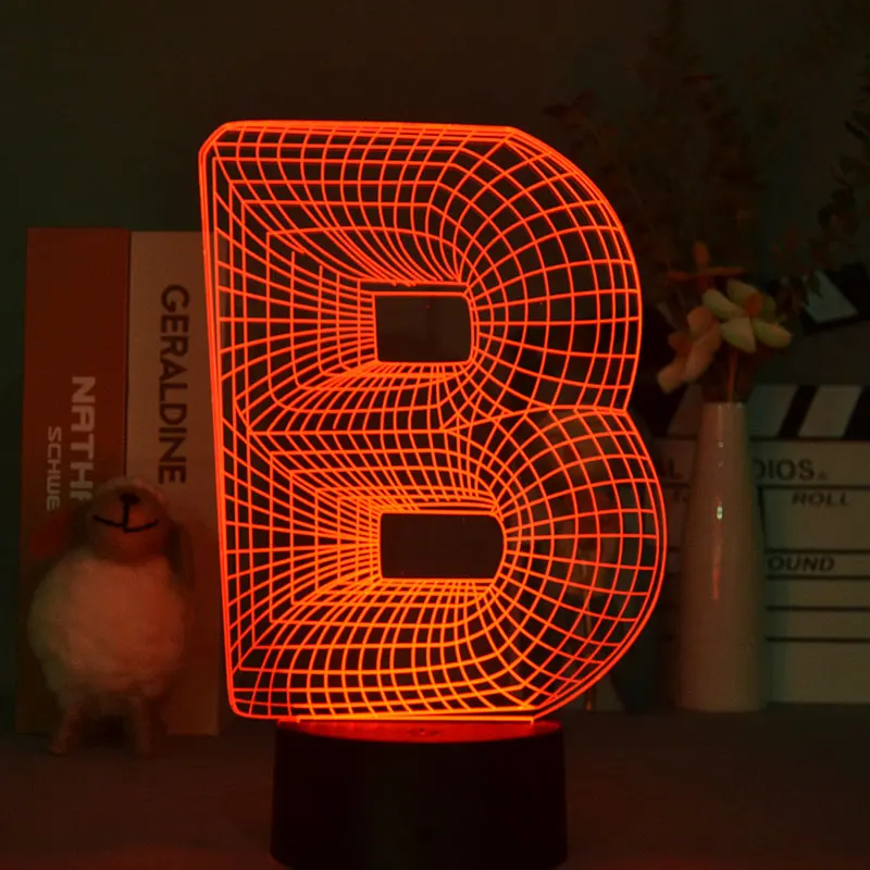 Smart Phone Control LED 3D Number B Night Light USB Touch Sensor Nightlight Kids Bedroom Energy-saving Table Lamp Gift To Friend | Лампы и