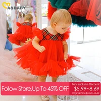 mababy 1 6y christmas dresses for girls children kid girls plaid tulle tutu party dress red xmas clothing 2021 new
