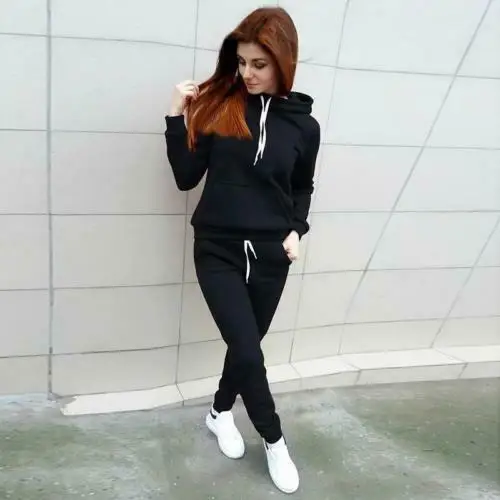 

2 pcs set Autumn Casual Suit Women Hoodies Tops Tracksuit Sweat Suit Women's Set Hoodies Sports Tops Pants