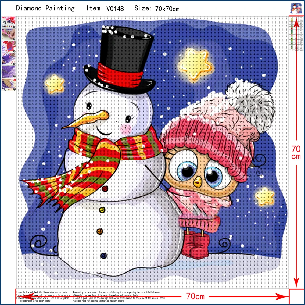 Снеговик Рождество Пингвин квадрат/круглые камни Животное Мультфильм Алмазная