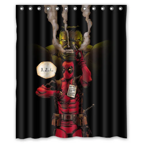

Top New Funny Deadpool And Hulk Custom Waterproof Fabric Shower Curtain