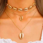 HuaTang в богемном стиле золото оболочка жемчужное ожерелье для женщин Многослойные очаровательные колье-чокер Регулируемая пляжная Jewerlry аксессуары B07303