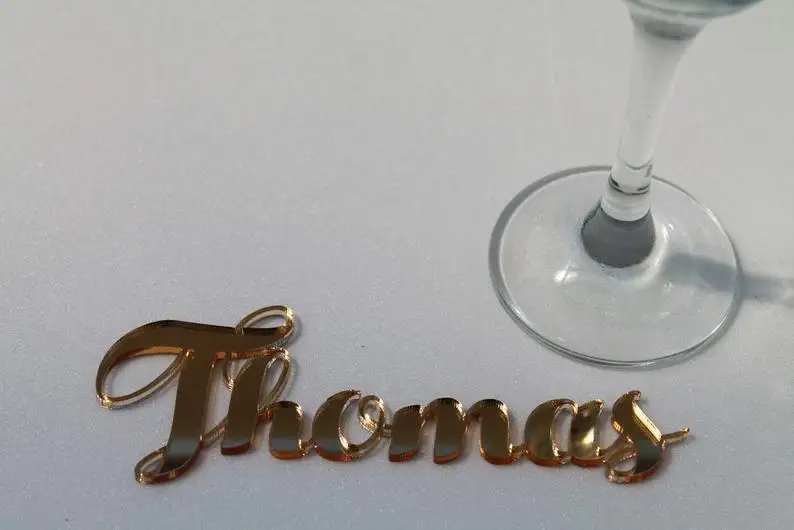 Золотые Зеркальные акриловые карты лазерная резка Именные свадебные знаки