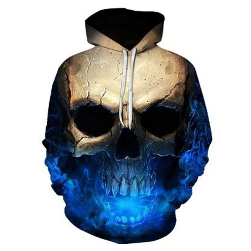 Мужские толстовки с 3D принтом черепа забавная Повседневная Толстовка капюшоном