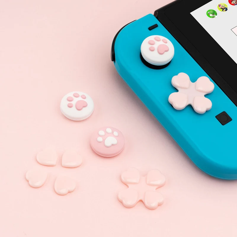 Switch Cat Paw Thumb Grip Cap Joystick Button Stickers Key Skin Cover Shell NS Thumbstick Case For Nintendo Switch Accessories