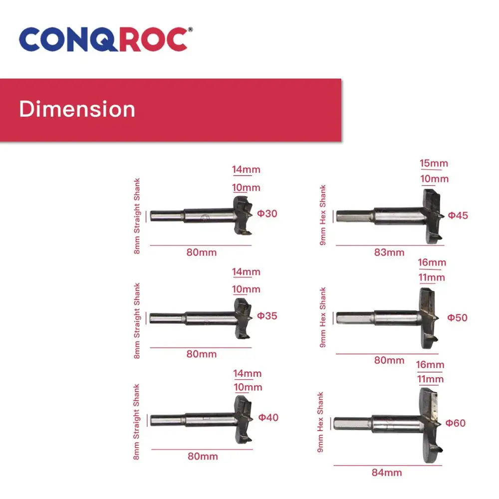 Набор сверл Forstner комплект из 6 насадок для дрели диаметр 30 мм 35 40 45 50 60 мм|Сверла| |