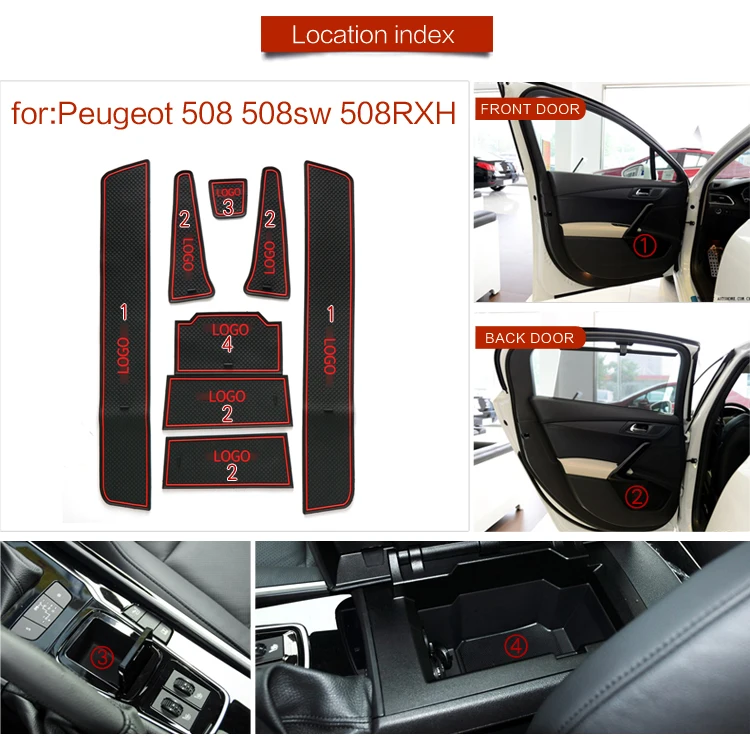 Слот для ворот для peugeot 307 308 508 2011- 307SW 307CC T9 508sw 508RXH внутренняя дверная накладка автомобильные подстаканники Нескользящие коврики