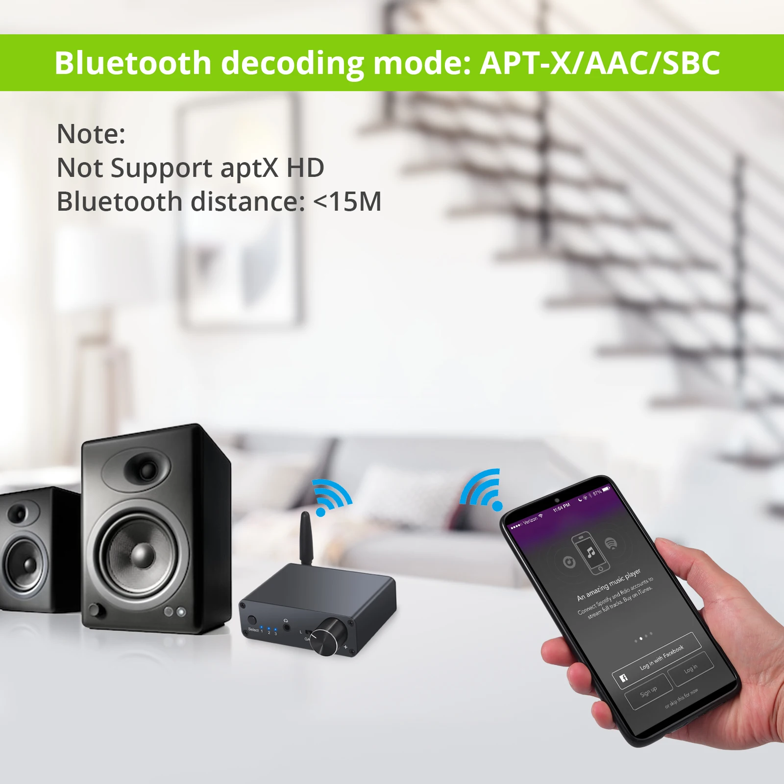 ESYNiC 192 кГц Bluetooth DAC конвертер с усилителем для наушников цифро-аналоговый преобразователь 3,5 мм аудио адаптер для APT-X AAC SBC