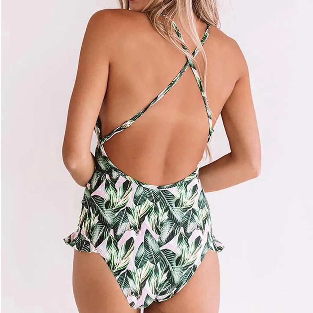 JAYCOSIN сплошной цвет печатных дамы лямки для купальников лук цветок сексуальный