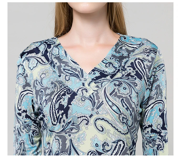 Женская винтажная шелковая блузка с v образным вырезом Цветочная рубашка SO0022