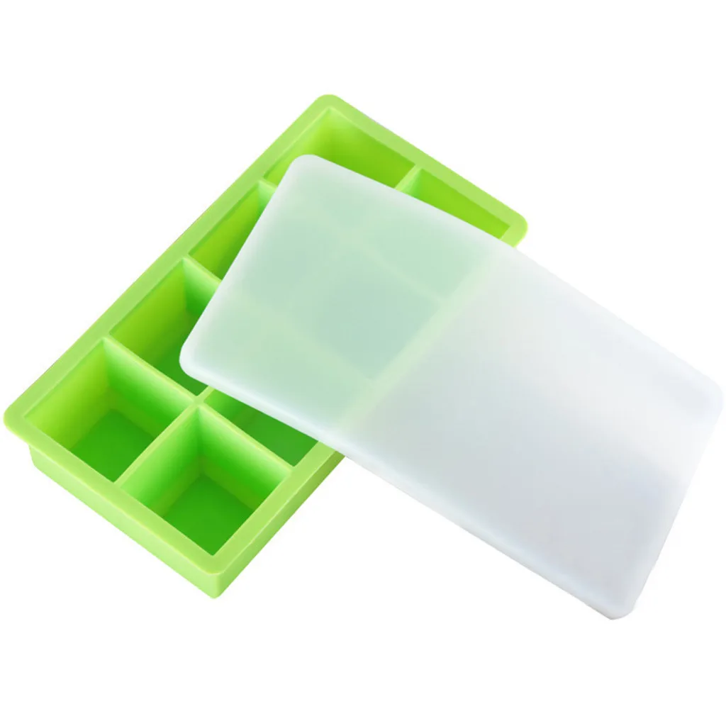 

8/14 Grid Covered Ice Tray Set Ice Cubes Molds Flexible Rubber Plastic Stackable Kitchen Bar Accessories