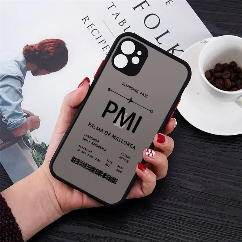 

Personalised Plane Ticket Phone Cases matte transparent For iphone 7 8 11 12 plus mini x xs xr pro max cover