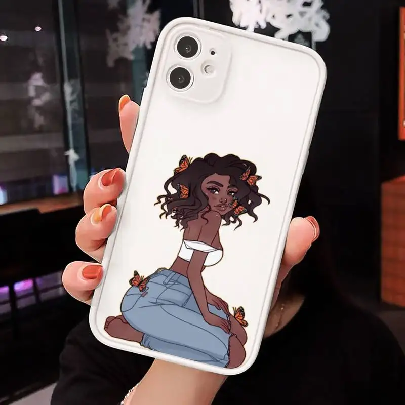 

make money Girls Black Women Art Phone Case Matte Transparent for iPhone 7 8 11 12 s mini pro X XS XR MAX Plus cover funda