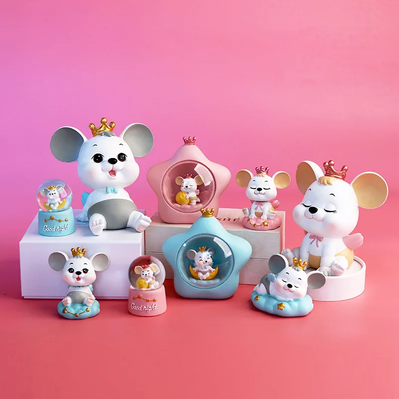 Деньги Фортуна мультфильм мышь медведь украшения богатые мыши маленькая статуя