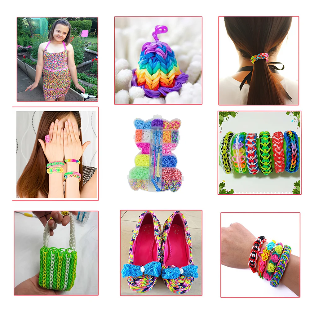 

DIY Rainbow Hand Weaver Handicraft Kit Colorful Loom Rubber Bands Bracelet For Kids Educational Crafting Toy For Children Gift