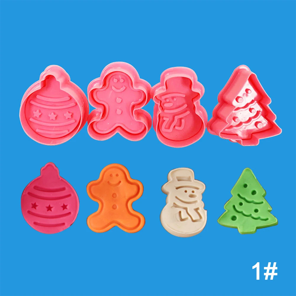 Halloween 4 pcs 4 шт./компл. Еда Класс Пластик Рождественские Формы для нарезки печенья в виде Кухня формочки для выпекания кексов, Плунжер печать штамп инструменты для украшения тортов из мастики - Цвет: Halloween 4 pcs