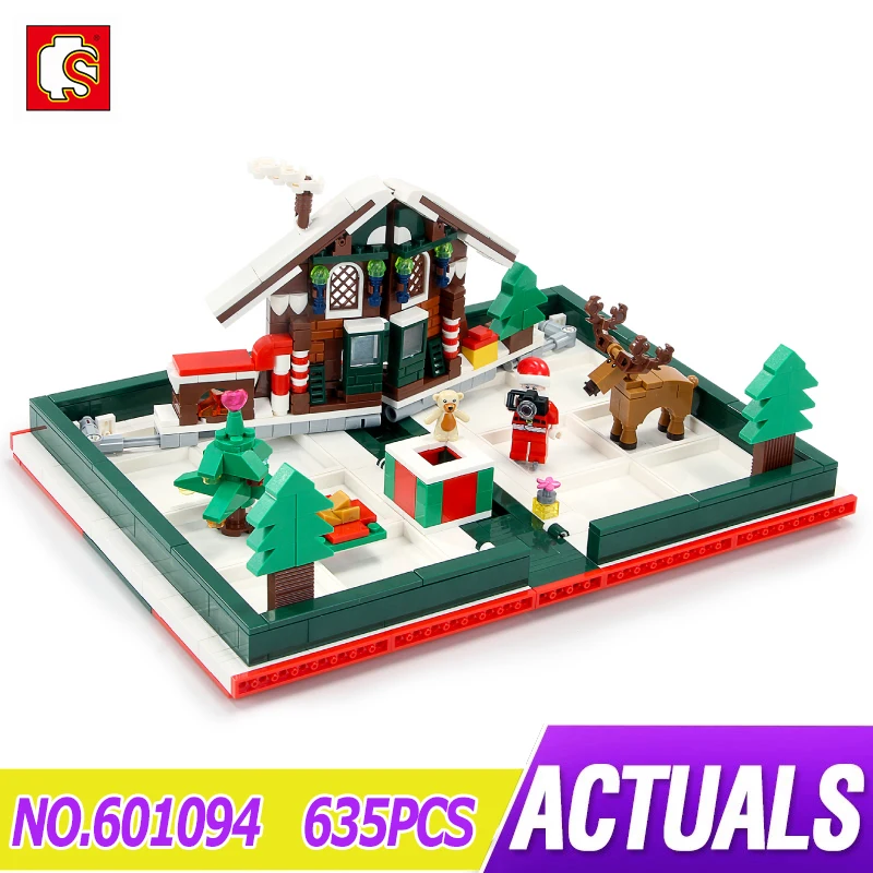 

SEMBO 601094 Christmas Book Theme Santa Claus Elk Assembled Building Blocks Book DIY Children's Educational Toys Christmas Gift