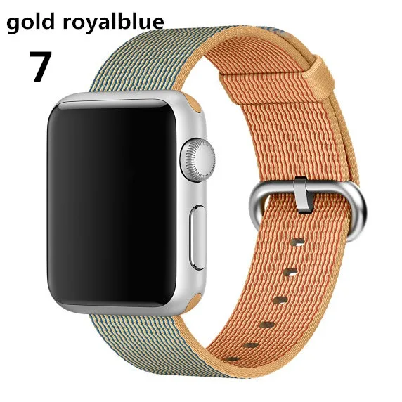 gold royal blue Nato Strap for Apple Watch Band pulseira apple watch 5 4 3 44mm 40mm correa Woven Nylon iwatch band 42mm 38mmBracelet belt - Цвет ремешка: gold royal blue