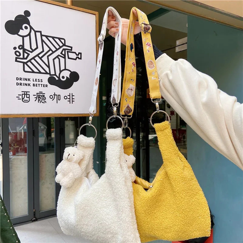 Осенне-зимняя флисовая Сумка-жилет из овечьей шерсти мягкая милая сумка на одно