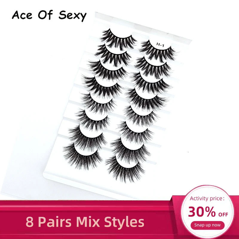 

8Pairs 3D Mink False Eyelashes Multilay Natural Wispy Fluffy Dramatic Volume Fake Lashes Extension Handmade Cruelty-free Eyelash