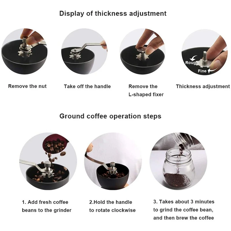 

Manual Coffee Grinder with Adjustable Ceramic Burr,Hand Coffee Grinder with Glass Seal Pot and 2 in 1 Coffee Spoon Brush