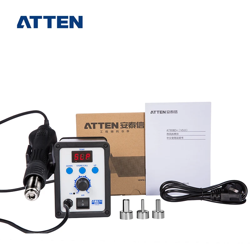 ATTEN AT858D + 500 градусов паяльная станция с горячим воздухом Thermoregul светодиодный