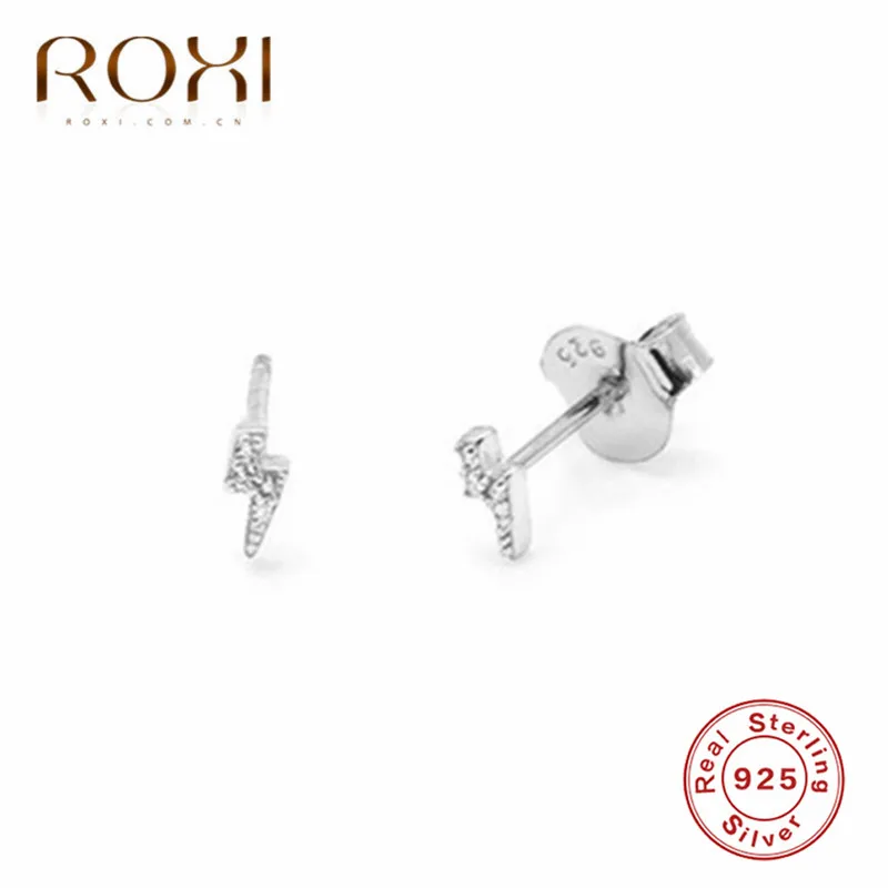 ROXI Мода Молния Кристалл маленькие серьги-гвоздики для женщин девушки подарки oorbellen 925 пробы Серьги серебристого цвета; бижутерия