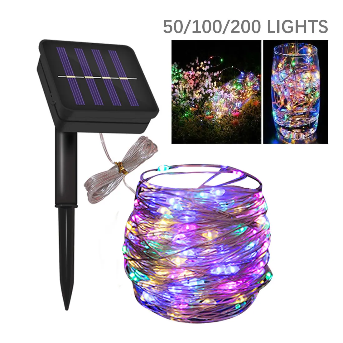 

Светодиодный уличный светильник на солнечной энергии гирлянды 100/200 светодиодный s Фея праздник для рождественской вечеринки гирлянды Солн...