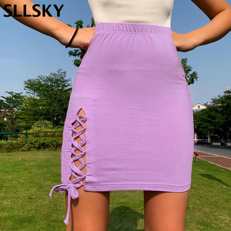 

Женская облегающая юбка с разрезом Sllsky, эластичная обтягивающая Повседневная элегантная юбка А-силуэта с завышенной талией, новая сексуаль...