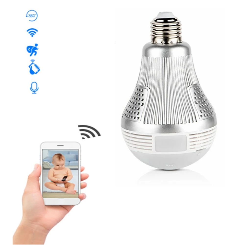 Светодиодный светильник IP камера 360 градусов 960P Беспроводная панорамная