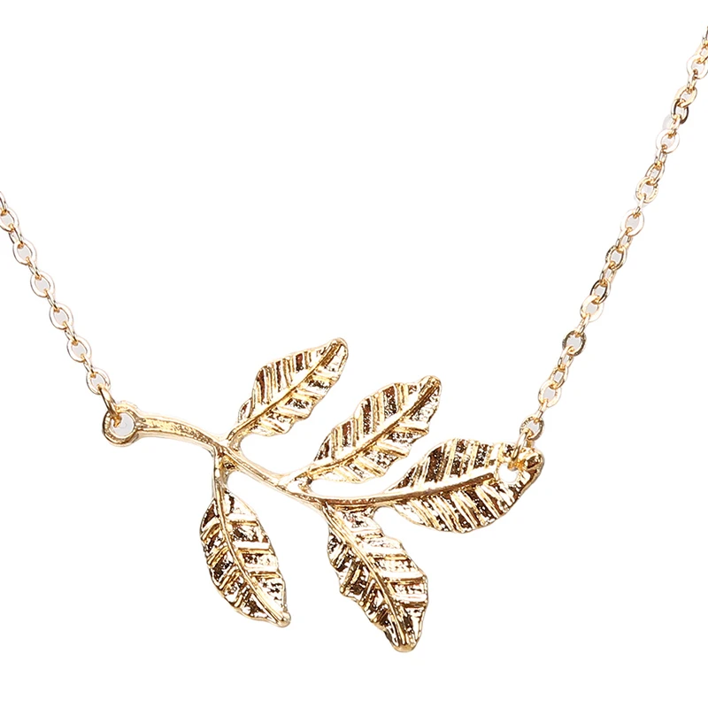1 шт. золотистого и серебряного цвета кулон в виде листьев ожерелье для женщин