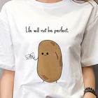 Новая летняя Милая футболка женская мода картофель философия Harajuku короткий рукав Футболка белая тонкая секция футболка Топы Одежда