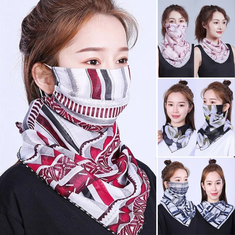 

1/4PCS New Chiffon Neck Scarf Face Wraps Sunscreen Neckerchief Floral Bandana Head Scarves Bandana Outdoor Sport Hair Band 2021