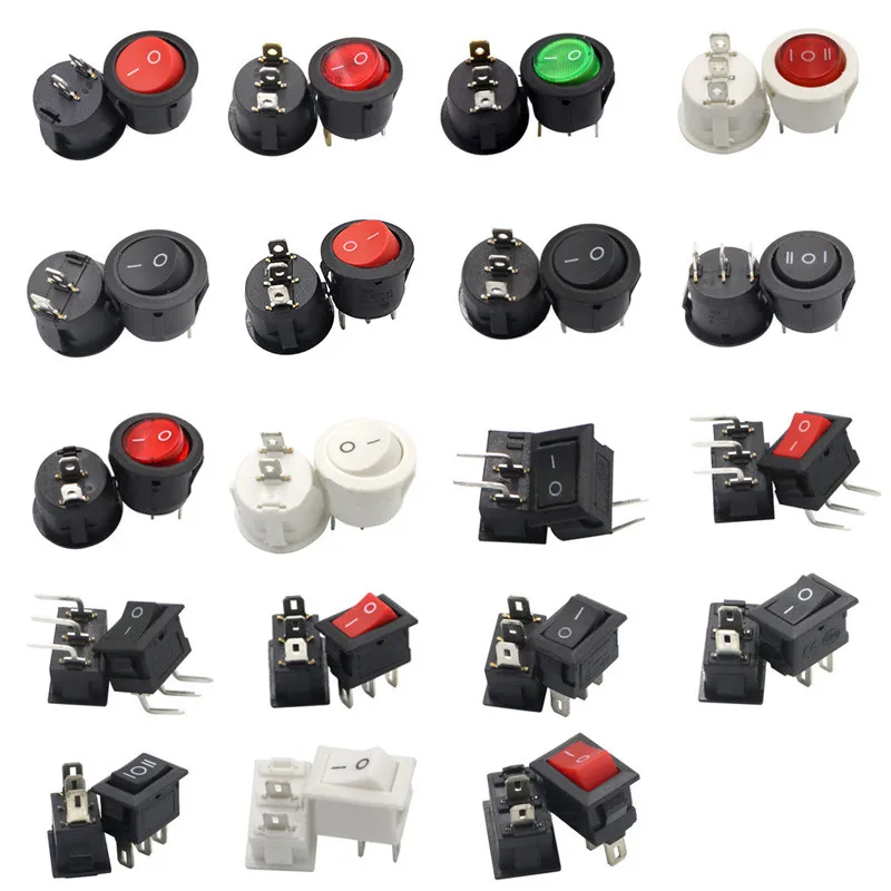 5/10 шт. KCD1 23 мм круглый тумблер 2/3Pin ВКЛ-ВЫКЛ-на 2/3 позиции 6A/250V 3A/250V SPST светодиодный