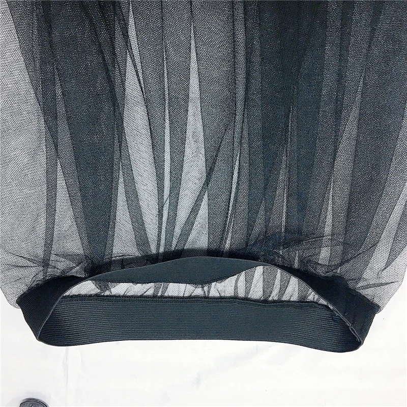 Женская прозрачная сетчатая юбка миди черная длинная пляжная средней длины с