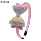 Банты с блестками и бутиком для девочек, однотонные пластиковые повязки на голову с лентой, аксессуары для волос, 2 шт.