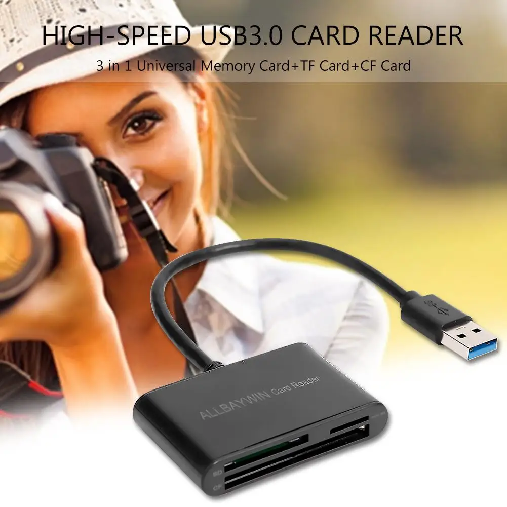 Высокоскоростной мини-кардридер USB3.0 с поддержкой горячей замены надежный 3 в 1