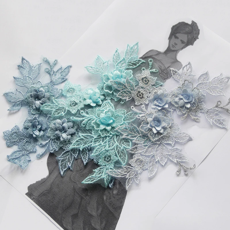 

3D Lace Embroidery Flower Collar Applique Neckline Diy Sewing Decoration Craft Wedding Dress Accessories Scrapbooking